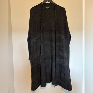 Papa wool blend Charcoal/Forest Open-Front Cardigan Duster